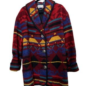 Ashley Scott Women’s Vintage Wool Knit Southwestern Coat Sz 12